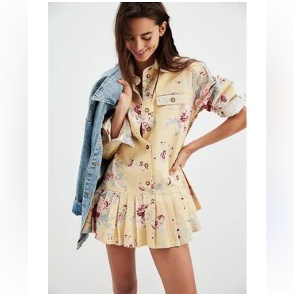 NWT Free People Conner Pleated Floral Mini Dress